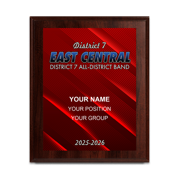 2025-2026 East Central District 7 Band 6x8 Plaque