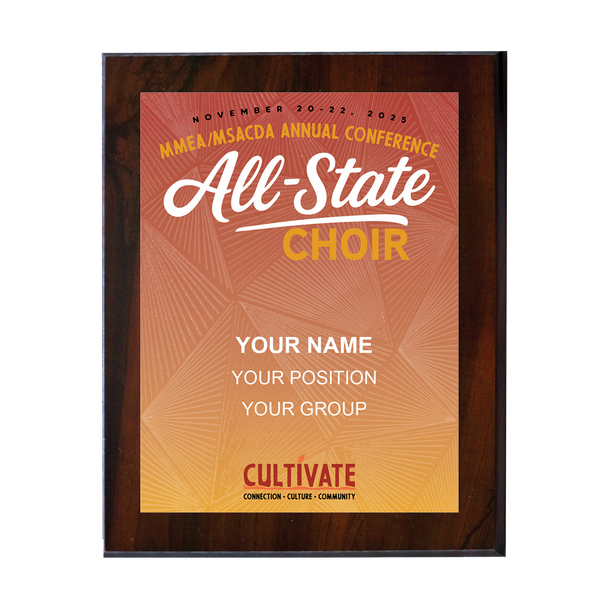 2025-2026 MMEA All-State Choir 8x10 Plaque
