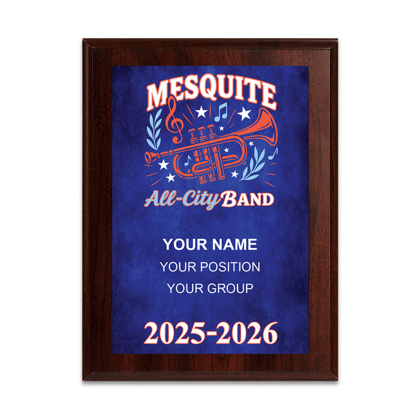 2025-2026 Mesquite All-City Band 6x8 Plaque