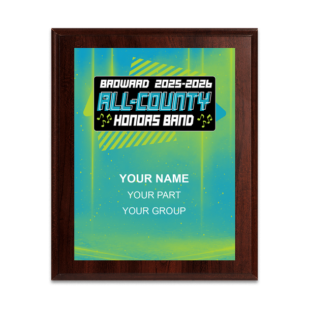 2025-2026 Broward All-County Honor Band 6x8 Plaque