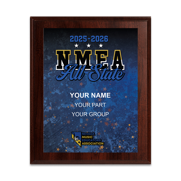 2025-2026 NMEA (Nevada) All-State 8x10 Plaque