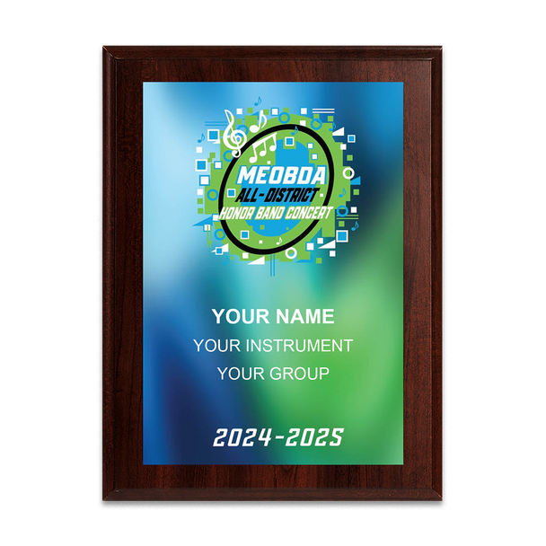 2025-2026 MEOBDA All-District Honor Concert 6x8 Plaque