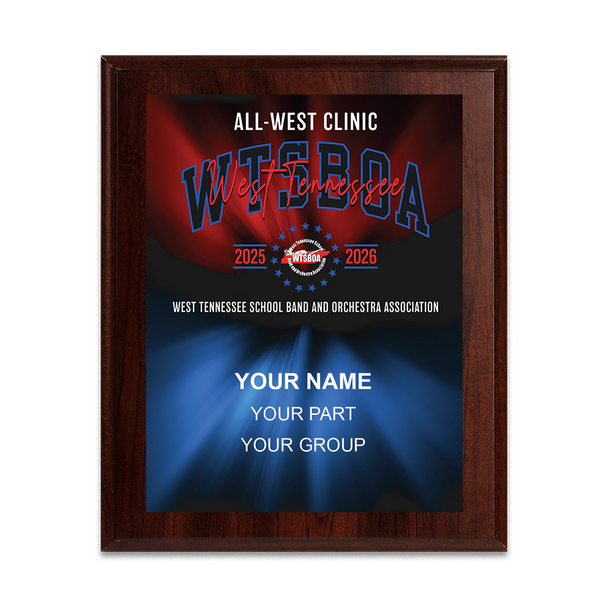 2025-2026 WTSBOA All-West Clinic 6x8 Plaque