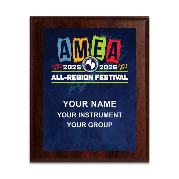2025-2026 AMEA Region Festival 6x8 Plaque