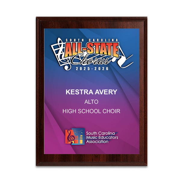 2026 SCMEA All-State Choir 8x10 Plaque