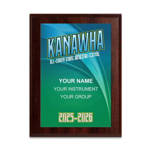 2026 Kanawha All-County String Orchestra Festival 6x8 Plaque