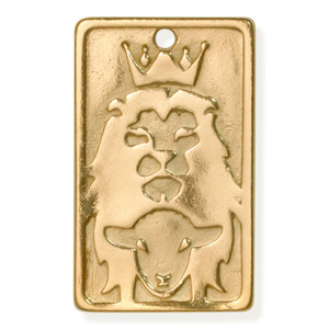 Lion and the Lamb Christian Pendant in Gold
