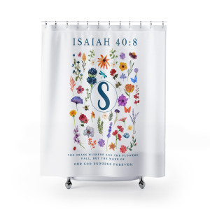 Chrisitan Shower Curtain- Isaiah Verse Floral Shower Curtain 