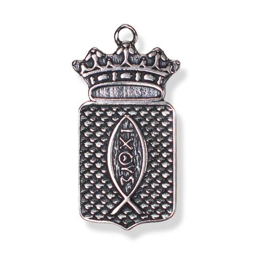 Icthus Crowned Pendant in Sterling Silver | Bradley Kellie