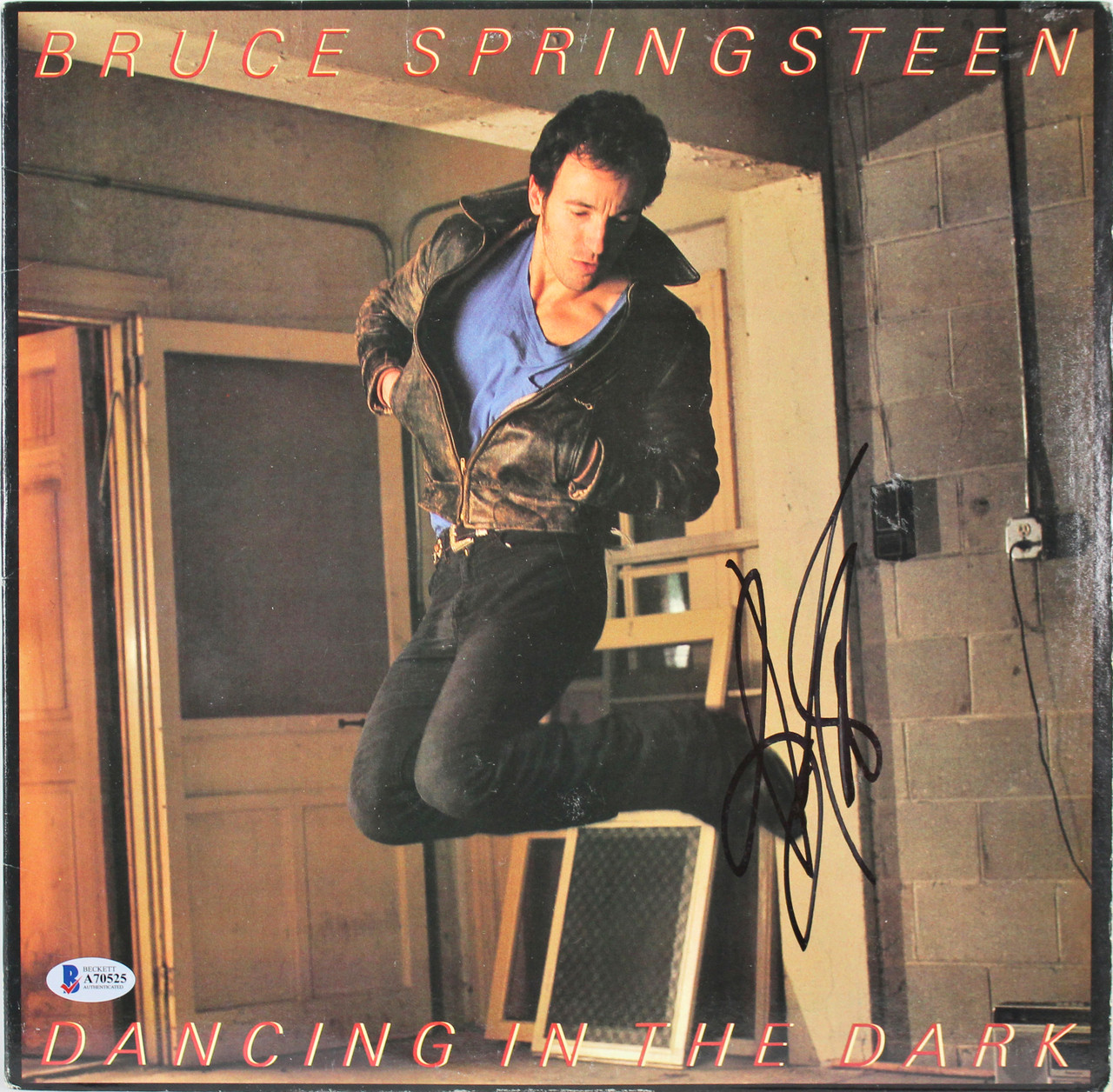 Bruce Springsteen Signed Dancing In The Dark Album Cover W/ Vinyl BAS  #A70525