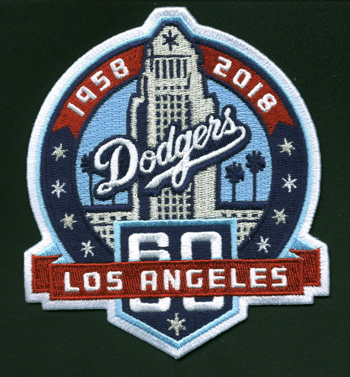 Dodgers 4.25 X 4 Los Angeles Dodgers 60th Anniversary Patch Un