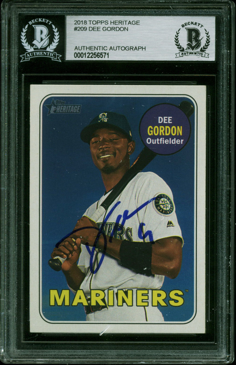 Mariners Dee Gordon Authentic Signed 2018 Topps Heritage #209 Card BAS  Slabbed