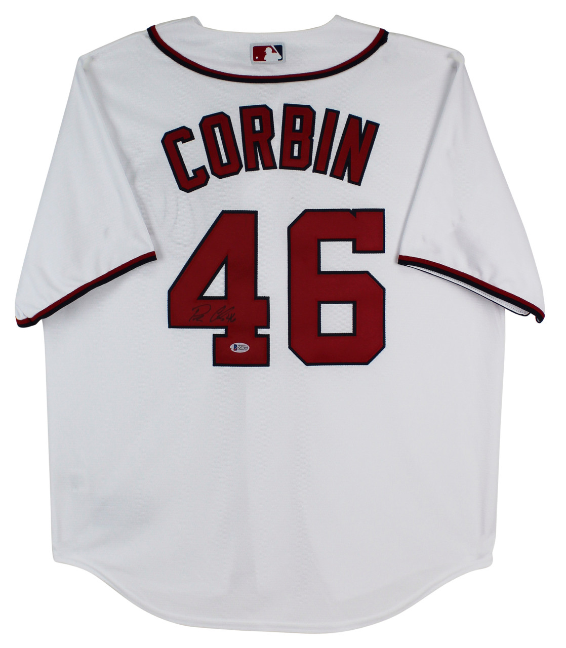 Press Pass Collectibles Nationals Patrick Corbin Signed White Majestic CoolBase Jersey BAS Witnessed