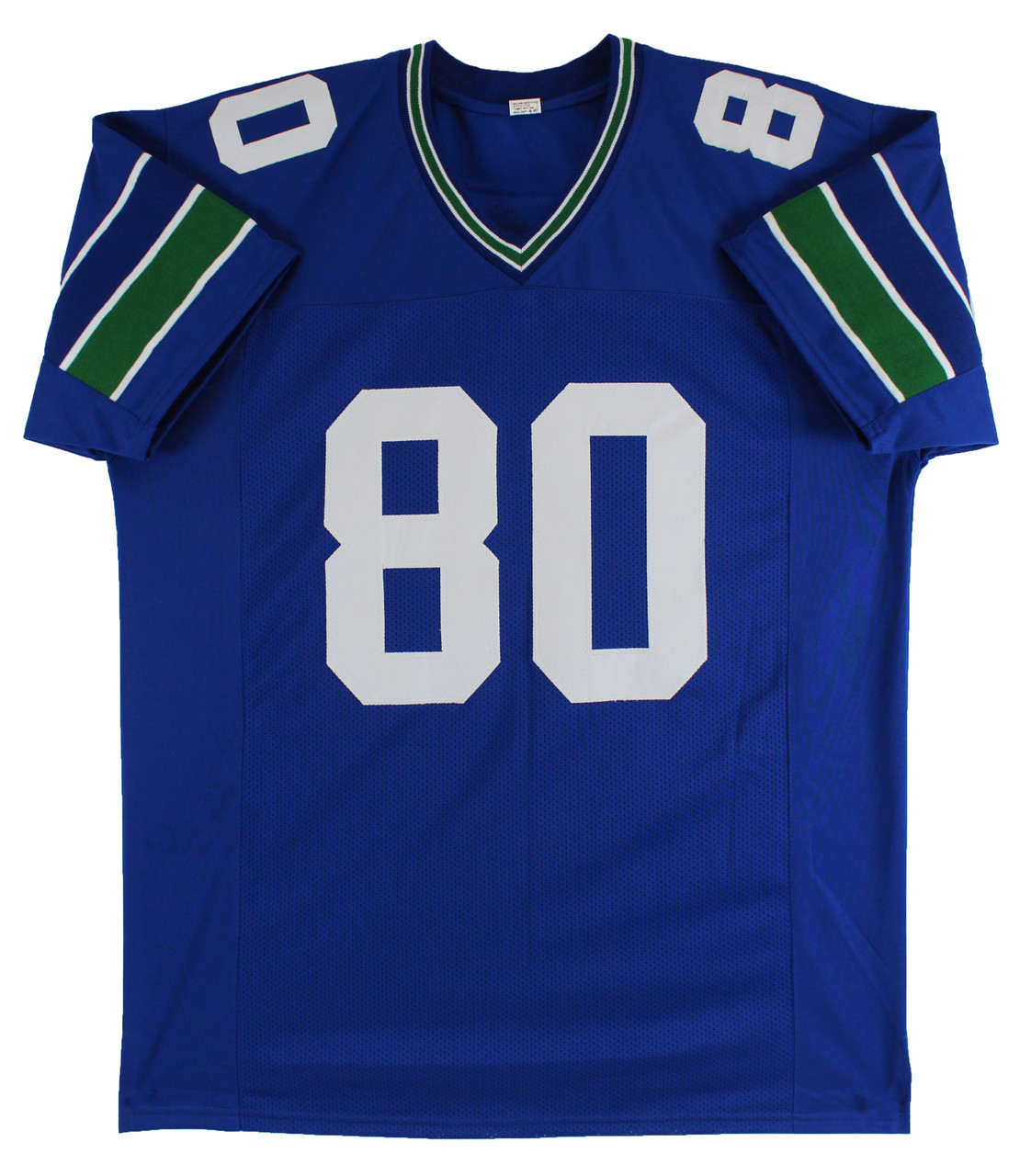 Men's Mitchell & Ness Steve Largent Royal/Green Seattle Seahawks 1985 Split  Legacy Replica Jersey