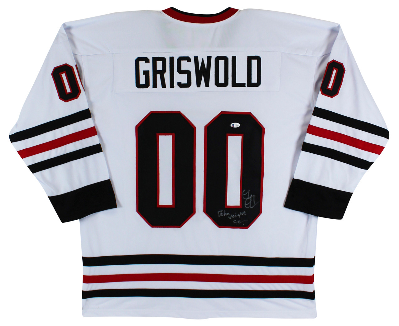 Chevy Chase Christmas Vacation Signed White Griswold Hockey Jersey BAS  #WR45556