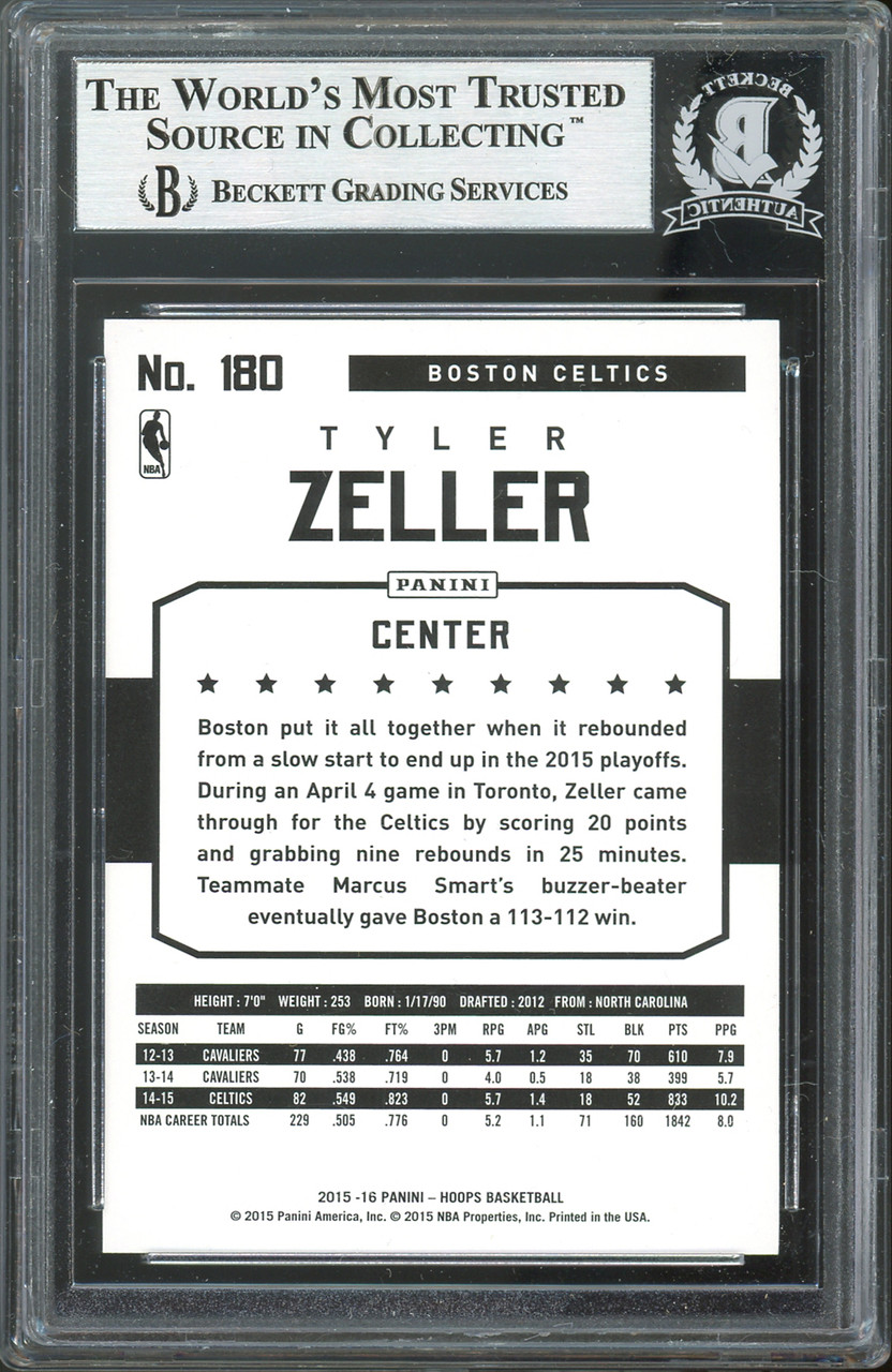 Celtics Tyler Zeller Signed 2014 Donruss Press Proofs Purple #110 Card BAS  Slabbed