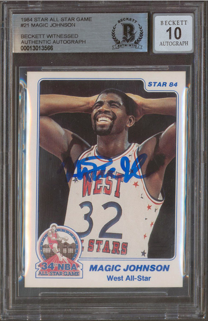 Lakers Magic Johnson Signed 1984 Star All Star Game #21 Card