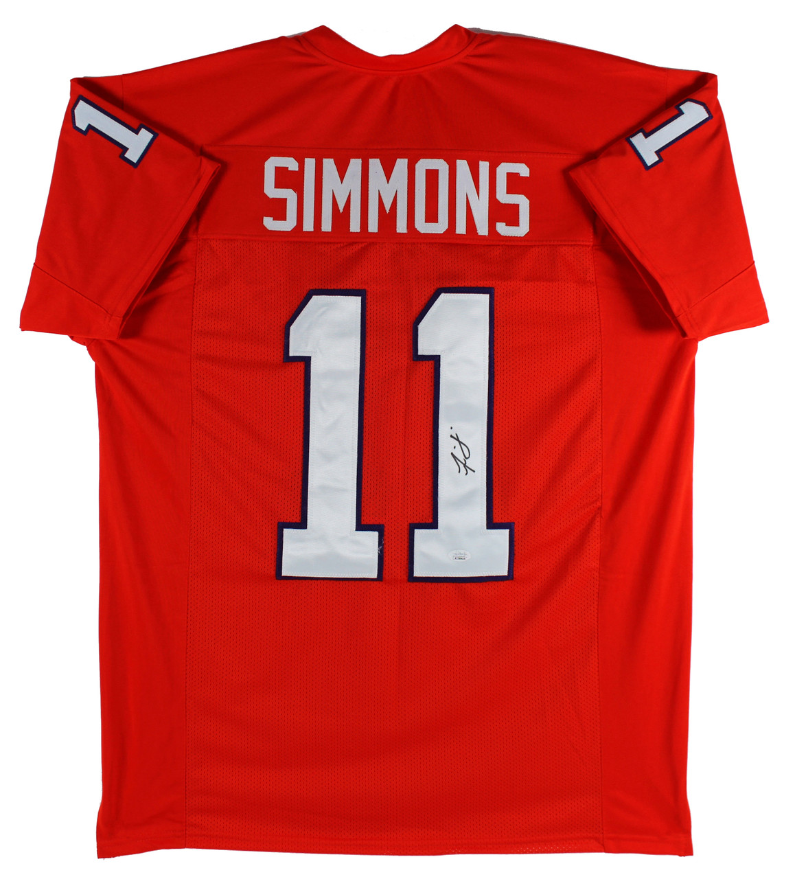 Press Pass Collectibles Clemson Isaiah Simmons Authentic Signed Orange Pro Style Jersey JSA Witness