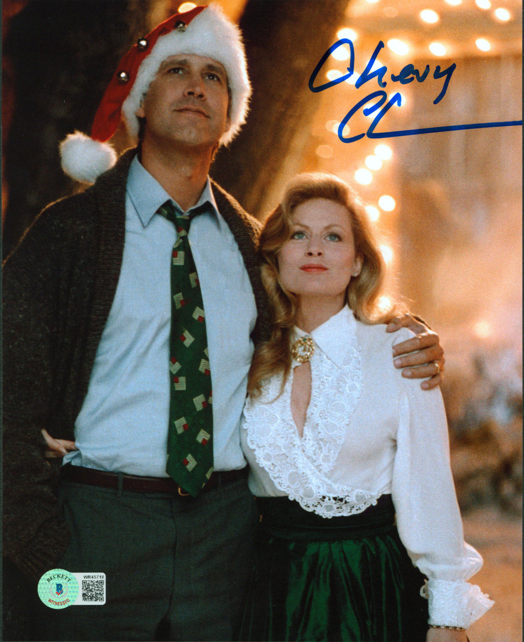 Chevy Chase Christmas Vacation Signed 8x10 Photo Blackhawks Jersey BAS  Witnessed