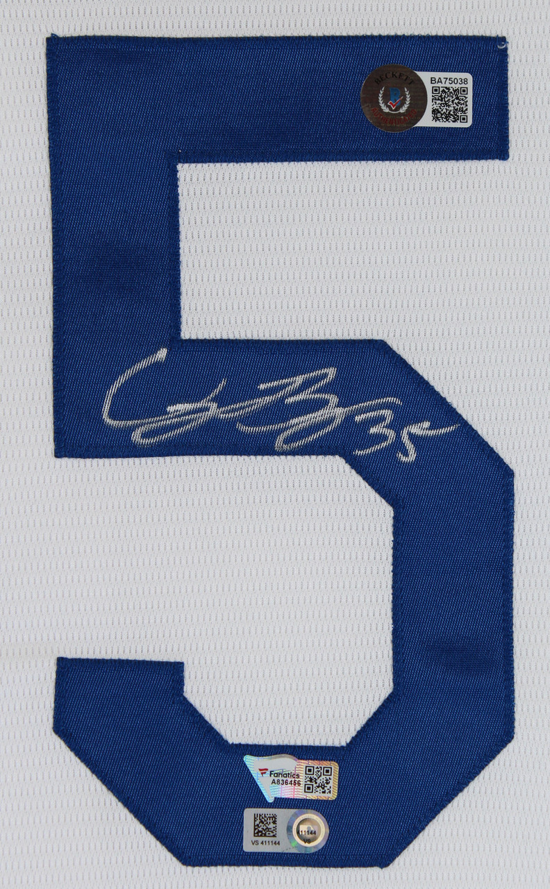 Press Pass Collectibles Dodgers Cody Bellinger 2020 WS Champs Signed White Nike Jersey w/ Patch Fanatics