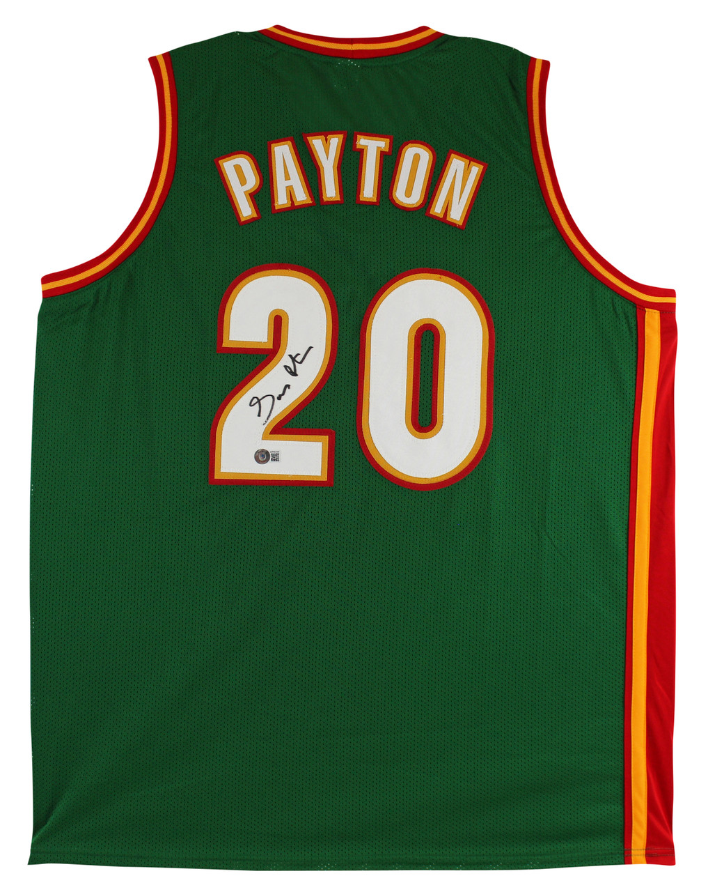 Gary Payton Signed Seattle Supersonics Green Sig Jersey (PSA COA) 2006 –