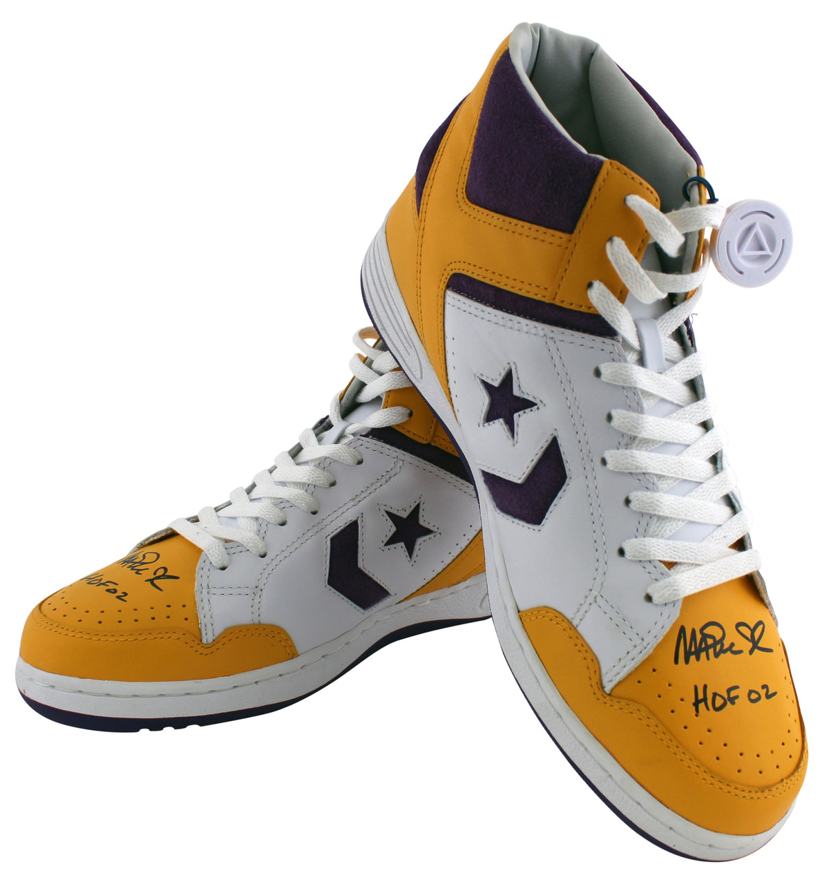 Lakers Magic Johnson HOF 02 Authentic Signed Converse Weapon Shoes BAS Witness