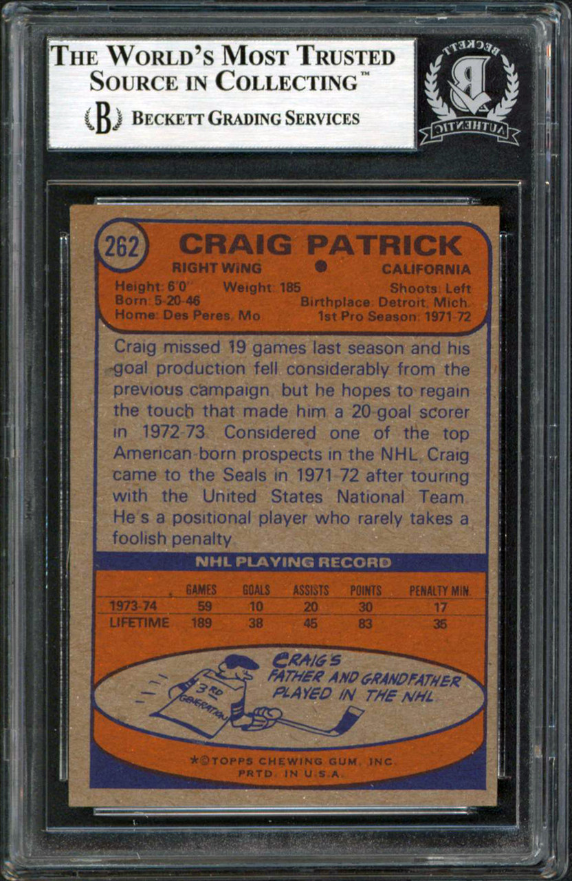 Craig Patrick autographed hockey card (California Golden Seals