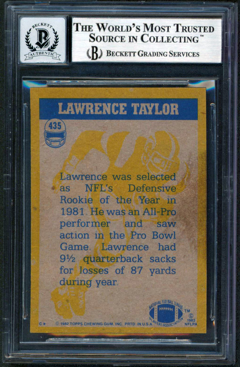 Giants Lawrence Taylor HOF 99 Authentic Signed 1982 Topps #434