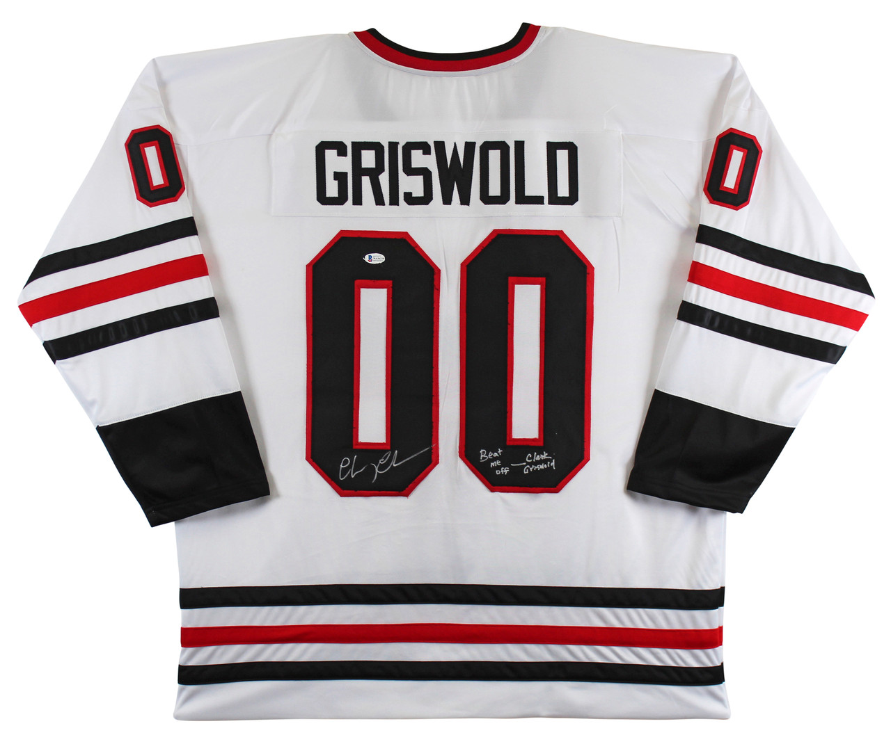 Chevy Chase Beat me off - Clark Griswold Authentic Signed Hockey Jersey BAS  Wit