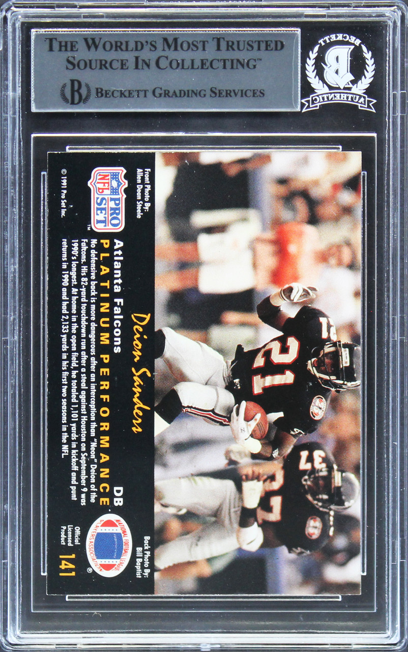 Falcons Deion Sanders Signed 1991 Score #395 Card BAS Slabbed