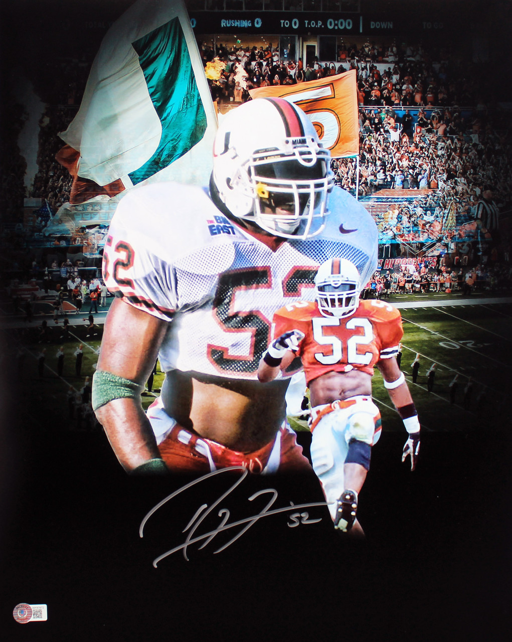 Miami Ray Lewis Authentic Signed 16x20 Collage Edit Photo BAS