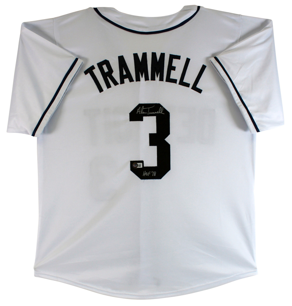 Press Pass Collectibles Alan Trammell Authentic Signed White Pro Style Framed Jersey BAS Witnessed