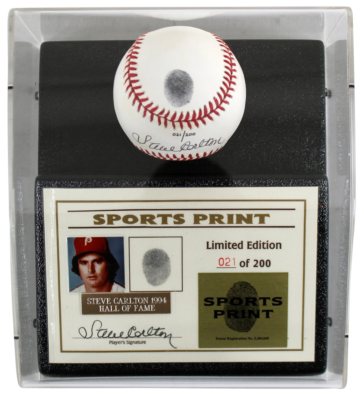 Phillies Steve Carlton Signed Thumbprint Baseball LE #'d/200 w