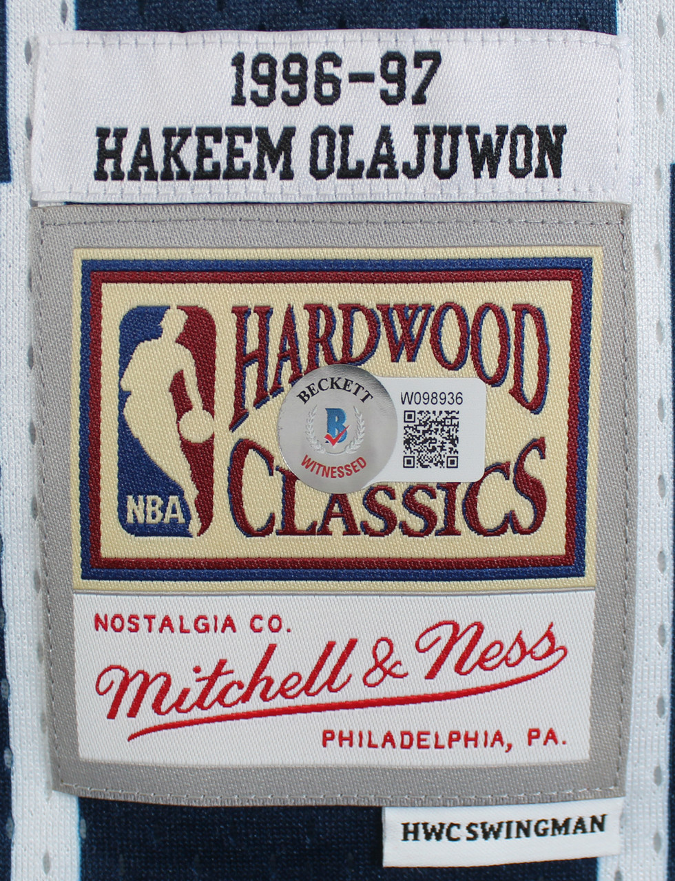 Hakeem Olajuwon Autographed Houston Mitchell & Ness Blue Large Basketball Jersey - BAS