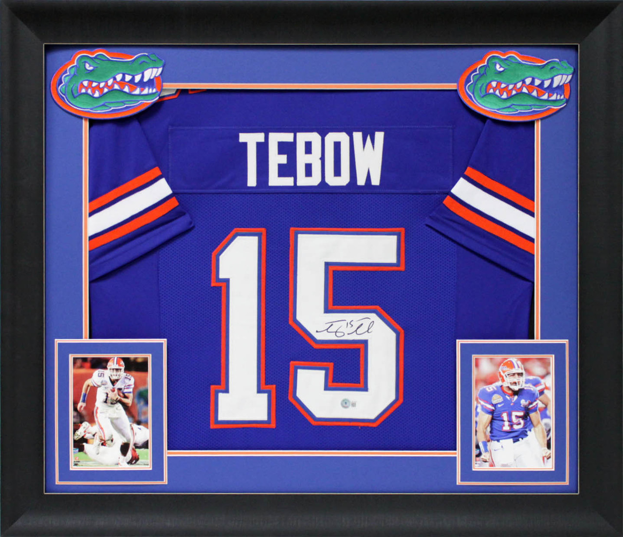 Press Pass Collectibles Florida Tim Tebow Authentic Signed Blue Pro Style Framed Jersey BAS Witnessed