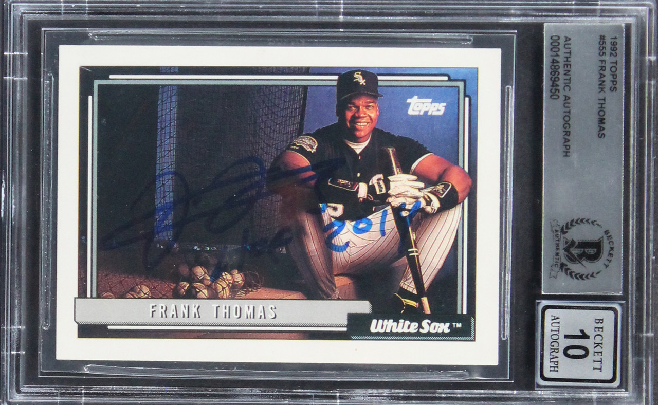White Sox Frank Thomas HOF 2014 Signed 1992 Topps #555 Card Auto 10! BAS  Slab
