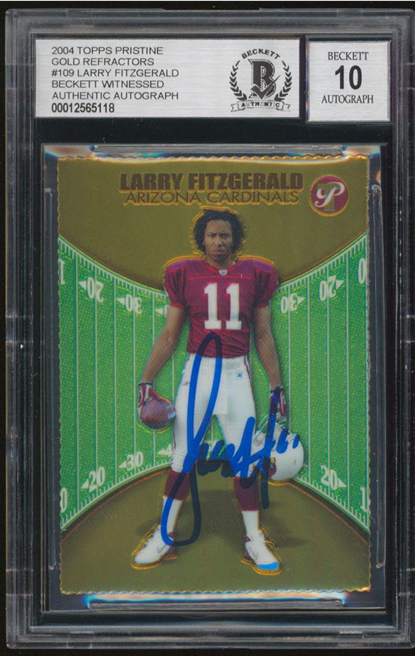 Larry Fitzgerald Signed 2004 Topps Gold Refractors #109 RC Card