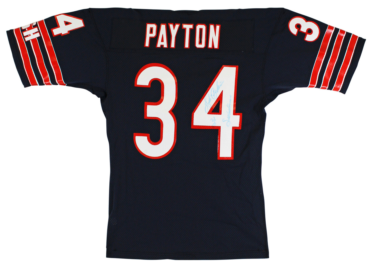 Press Pass Collectibles Bears Walter Payton Sweetness, 34 Signed Navy Blue Wilson Jersey BAS #AA03176