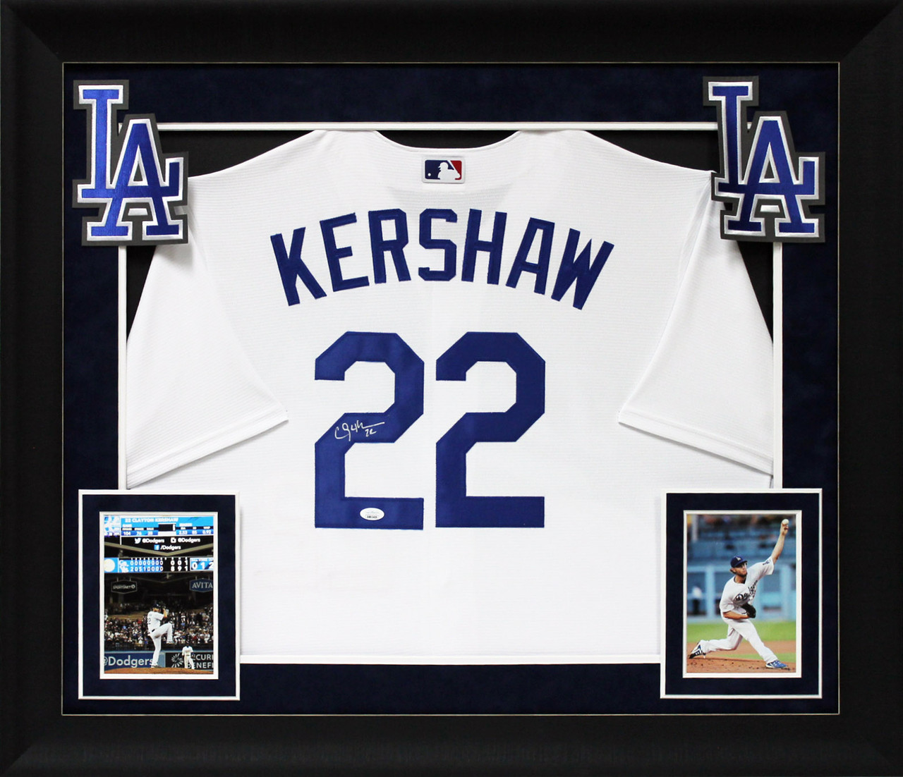 Clayton Kershaw Autographed & Framed White Dodgers Jersey PSA COA