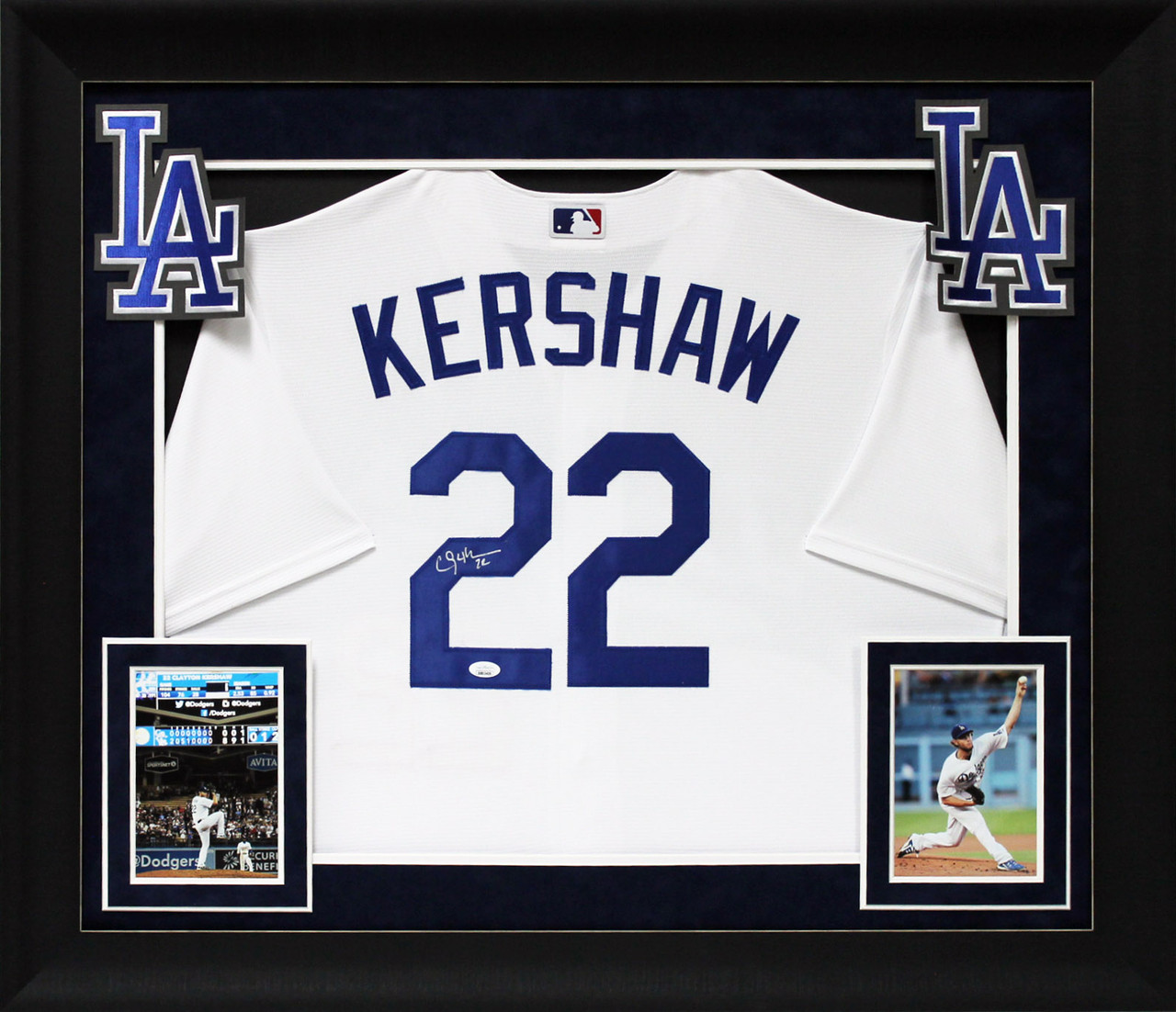 Dodgers Clayton Kershaw Authentic Signed White Majestic Framed Jersey JSA