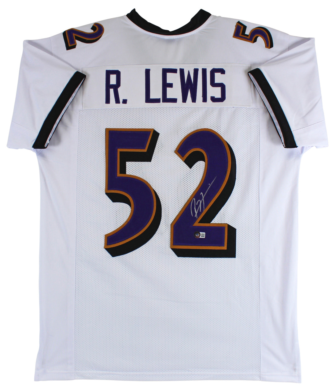 Ray Lewis Autographed Baltimore Ravens Black Jersey Framed BAS