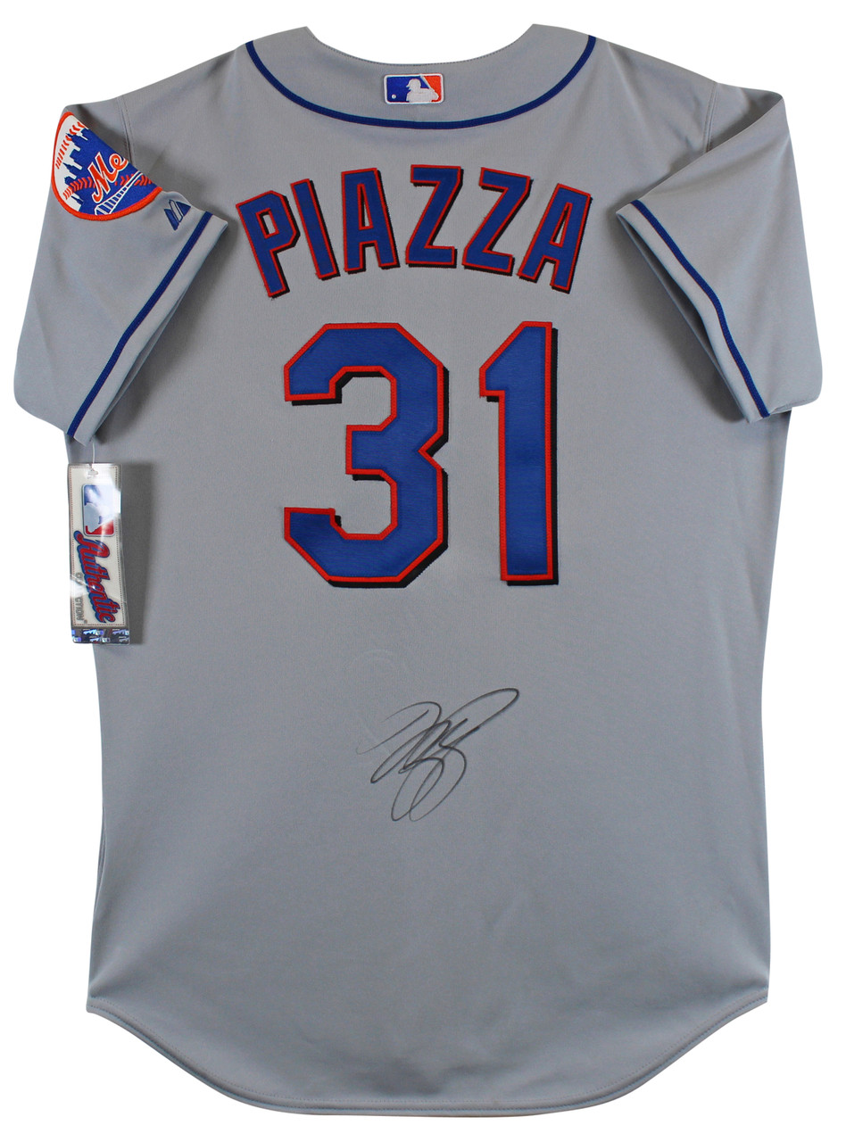 Autographed New York Mets Mike Piazza Jersey Retirement Logo Baseball
