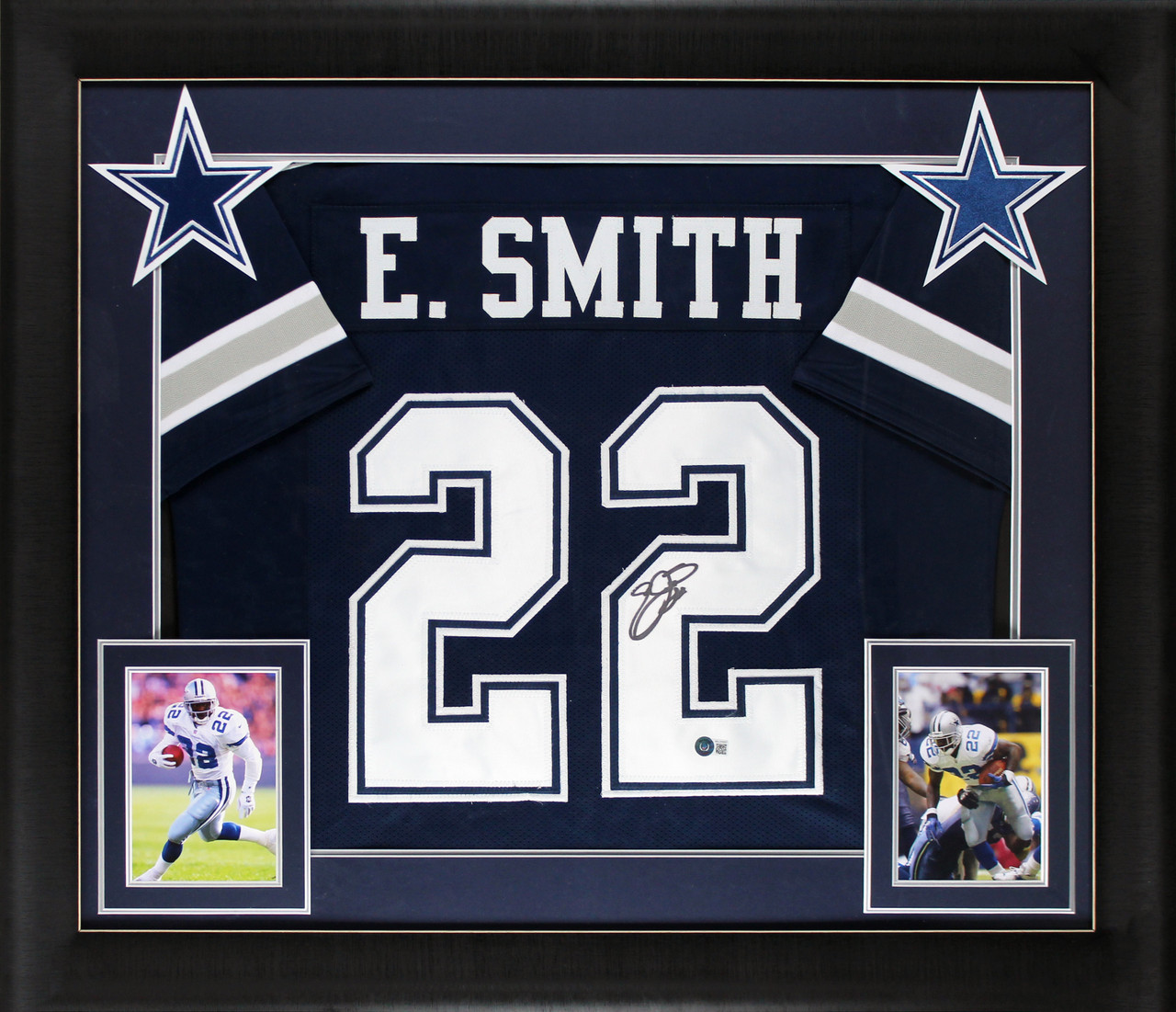 Emmitt Smith Authentic Signed Navy Blue Pro Style Framed Jersey BAS  Witnessed