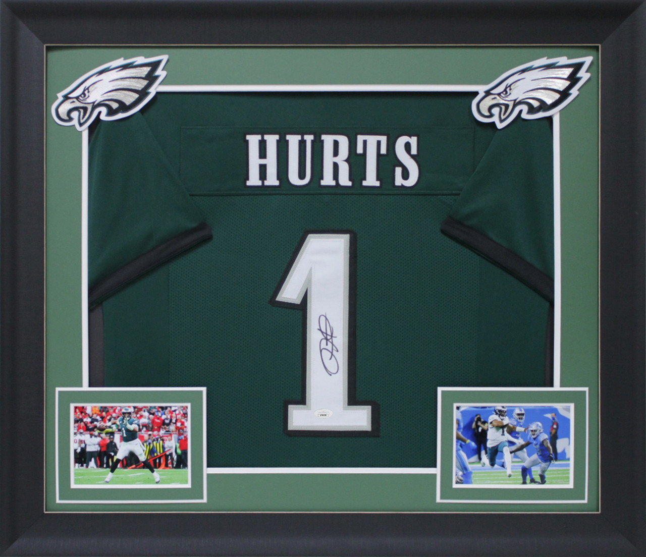 Jalen Hurts Authentic Signed Green Pro Style Framed Jersey