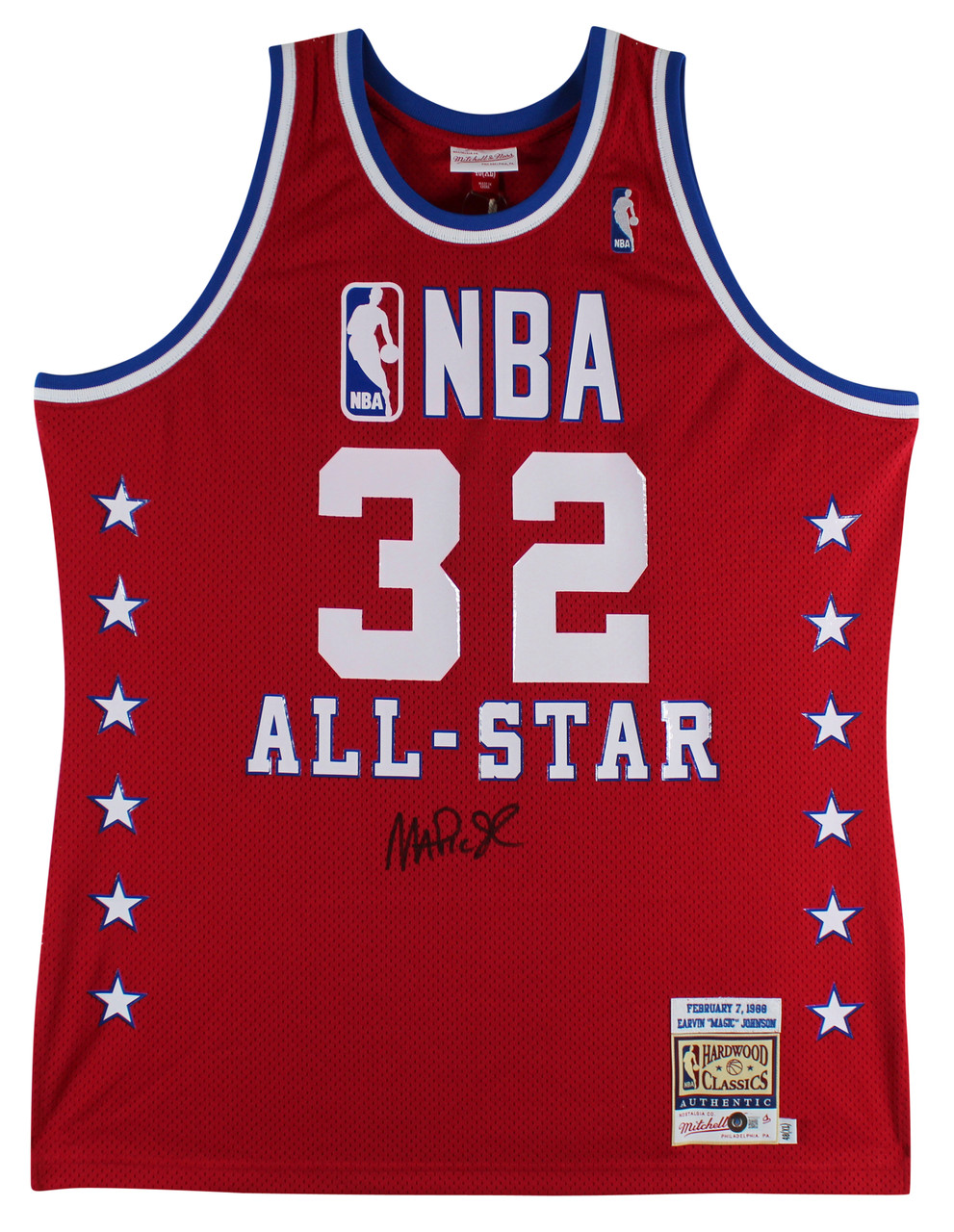 Magic Johnson Signed 1991 All Star Game M&N Red Throwback