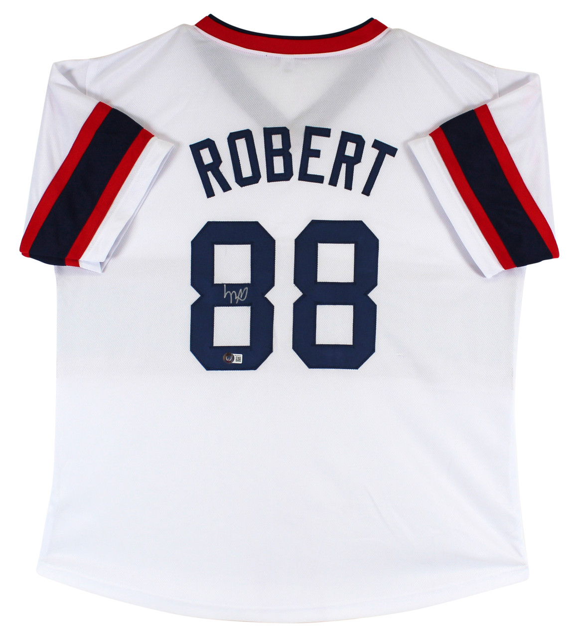Luis Robert Authentic Signed White Throwback Pro Style Framed Jersey BAS  Witness