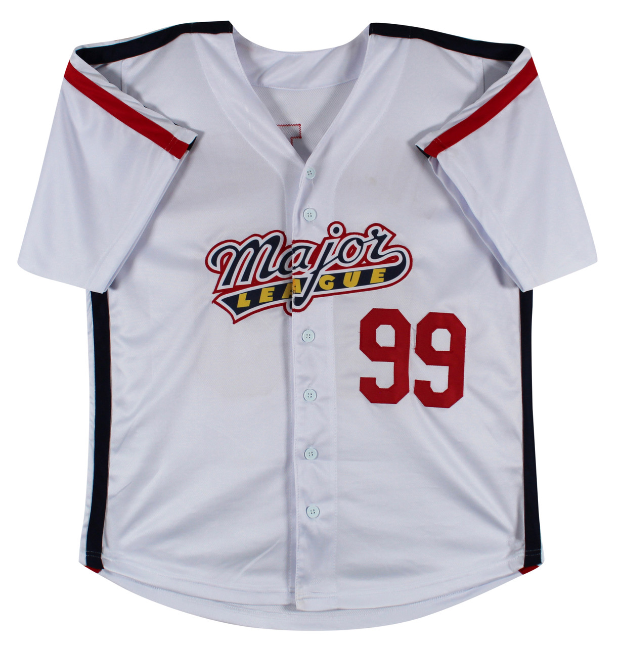 Press Pass Collectibles Charlie Sheen Major League Signed White Wild Thing Pro Style Jersey BAS