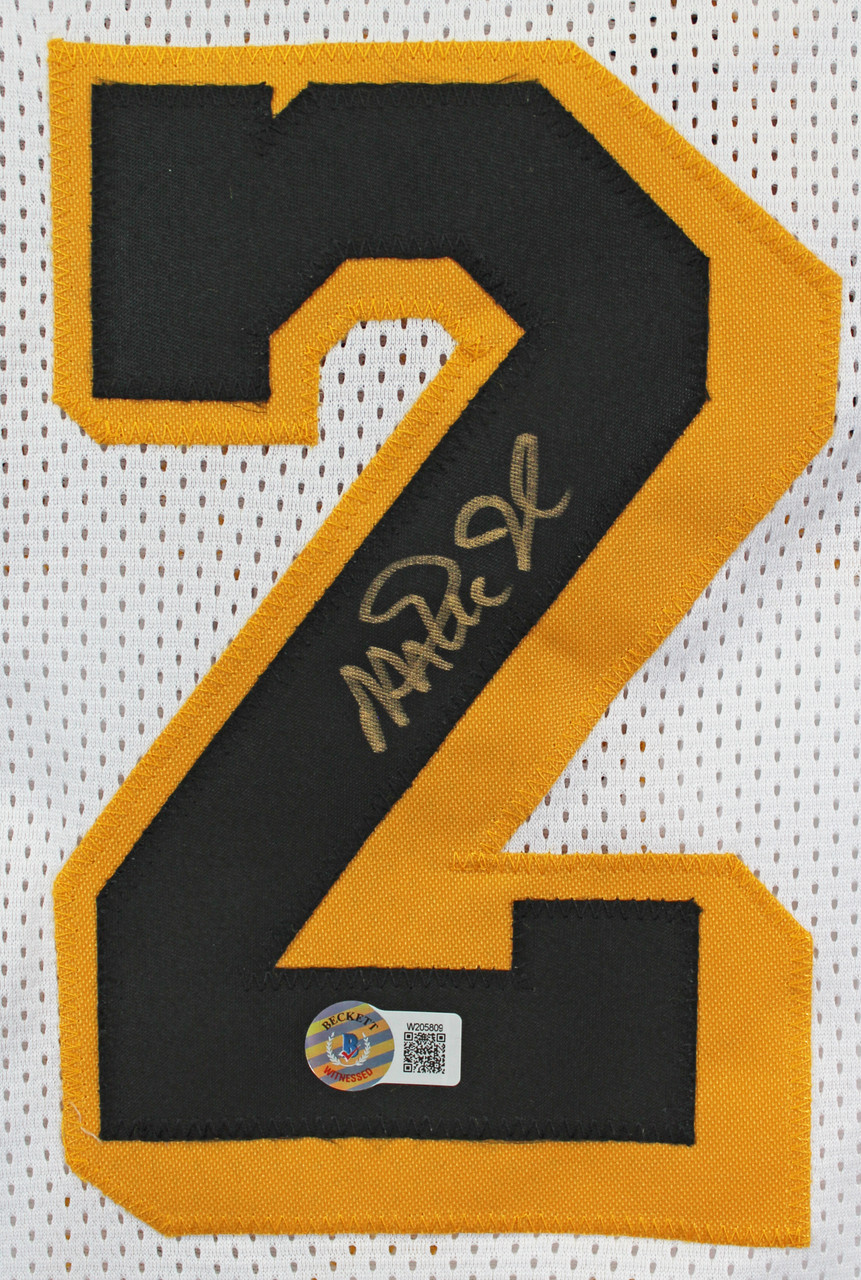 Press Pass Collectibles Magic Johnson Signed Black Pro Style Jersey Numbers Gold Trim BAS Witness