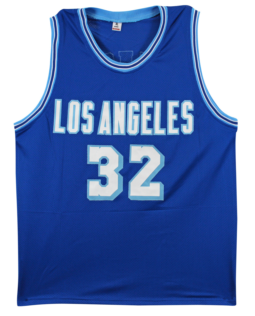 Press Pass Collectibles Magic Johnson Authentic Signed Blue Throwback Pro Style Jersey BAS Witnessed