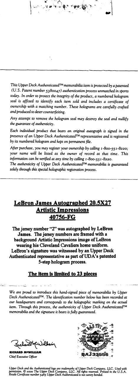 Press Pass Collectibles Lakers LeBron James Signed Red Mcdonald's All American Jersey UDA & PSA #AE07237